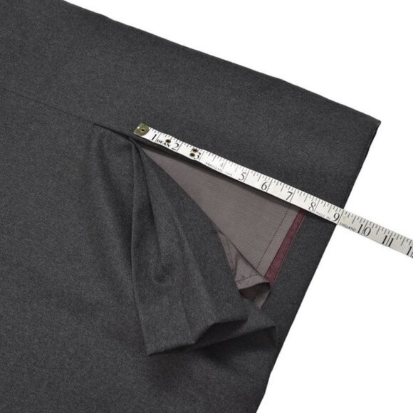 Vintage Allure Wool Grey  Midi Skirt Pencil Front Slit Size Medium - Picture 10 of 10